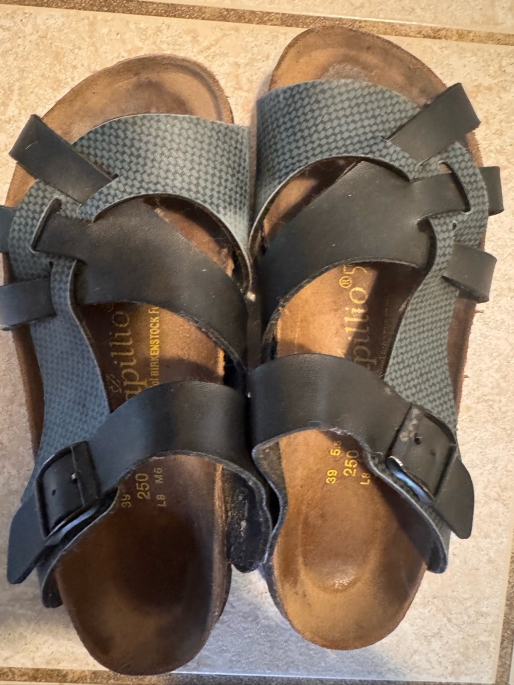 Papillo | Black Strapped Cork Footbed Sandals